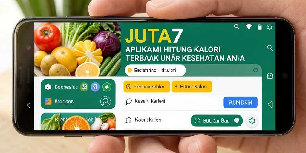 Antarmuka aplikasi JUTA7 yang sederhana dan informatif untuk menghitung kalori.