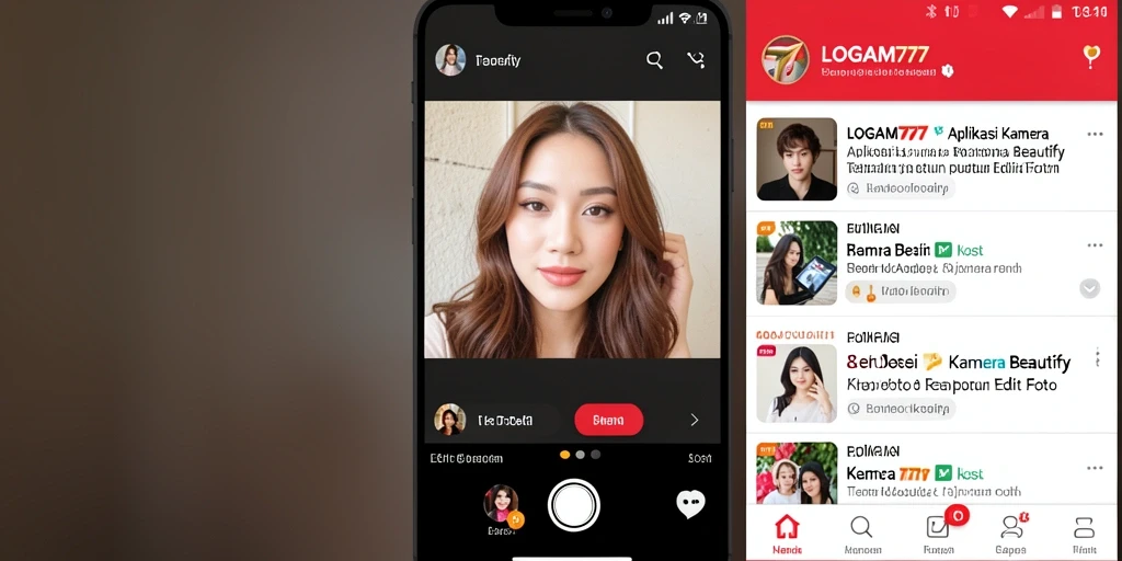 Antarmuka LOGAM777 dengan fitur Kamera Beautify yang memukau.