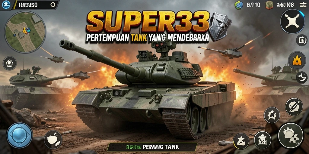 Screenshot SUPER33 menampilkan pertempuran tank yang intens.