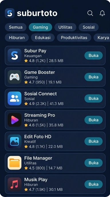 Tampilan katalog aplikasi suburtoto