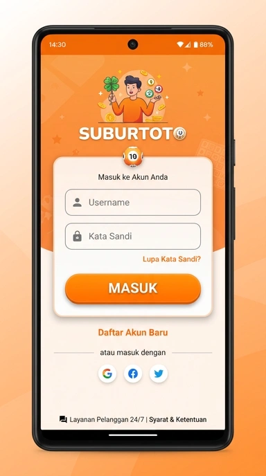 Tampilan halaman login suburtoto